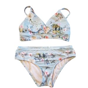Antonio Melani Blue Floral Mesh Bikini Set Small
